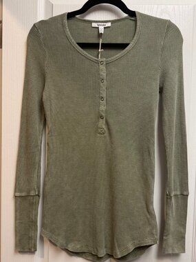 NWT Splendid Olive Green Thermal Forever Henley Size S